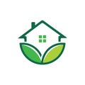 green nature friendly house home real estate property sale market vector logo design Royalty Free Stock Photo