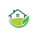 green nature friendly house home real estate property sale market vector logo design Royalty Free Stock Photo