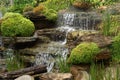 Green Nature Garden decoration of Mini waterfall set with stone and tropical fern plant forest patterns in the garden Royalty Free Stock Photo