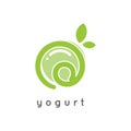 Green nature healthy yogurt logo Royalty Free Stock Photo