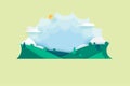 Green nature landscape scenery banner background paper art style.Vector illustration Royalty Free Stock Photo