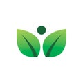 Green nature leaf people halthy logo design