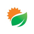 Green nature leaf sun shine logo design Royalty Free Stock Photo