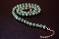 Green necklace of beads of malachite Royalty Free Stock Photo