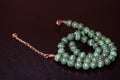 Green necklace of beads of malachite Royalty Free Stock Photo