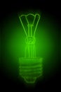 Green neon light bulb