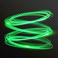 Green neon light circles vector shiny spiral twirl Royalty Free Stock Photo