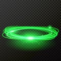 Green neon light vector shiny circle twirl Royalty Free Stock Photo