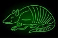 Green neon linear art with armadillo silhouette