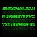 Green neon typeface. Light turn on and off.