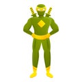 Green ninja superhero icon, cartoon style Royalty Free Stock Photo