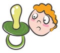 Green nipple and sad baby face with ginger hair illustration vector Royalty Free Stock Photo