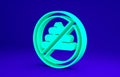 Green No shit icon isolated on blue background. Minimalism concept. 3d illustration 3D render