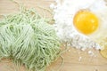 Green noodle flour and egg