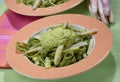 Green noodles with white asparagus and sauce