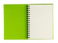 Green notebook open