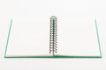 Green notebook open. Royalty Free Stock Photo