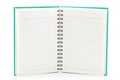 Green notebook open. Royalty Free Stock Photo