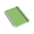 Green notebook on springs illustration. School supply flat design. Back to school. Notebook icon, green textbook Royalty Free Stock Photo