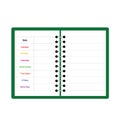 Green notebook weekly planner