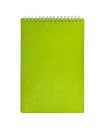 Green notepad with spring isolated