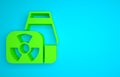 Green Nuclear power plant icon isolated on blue background. Energy industrial concept. Minimalism concept. 3D render Royalty Free Stock Photo