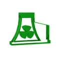 Green Nuclear power plant icon isolated on transparent background. Energy industrial concept. Royalty Free Stock Photo