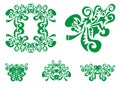 Green oak leaf and decorative elements Royalty Free Stock Photo