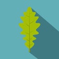 Green oak leaf icon, flat style Royalty Free Stock Photo