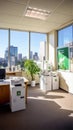 Green Oasis: A Contemporary Office Space with City Skyline View