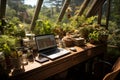 Green Oasis Glass-Encased Office Filled with Lush Plants