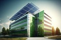 green office building with solar panels and energy efficient windows Royalty Free Stock Photo