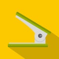 Green office hole punch icon, flat style Royalty Free Stock Photo