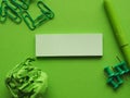 Green office utensils Royalty Free Stock Photo