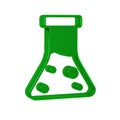 Green Oil petrol test tube icon isolated on transparent background. Cmemistry flask and falling drop. Royalty Free Stock Photo