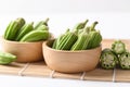 Green okra or ladies fingers Edible green seed pods