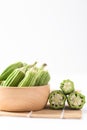 Green okra or ladies fingers Edible green seed pods,