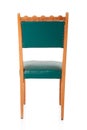 Green old chair, back view on white Royalty Free Stock Photo