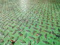 Green old grungy metal floor seamless of steel sheet metallic. Rusty green steel plate texture Royalty Free Stock Photo