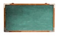 Green old grungy vintage wooden empty wide chalkboard or retro blackboard with weathered frame isolated white background Royalty Free Stock Photo