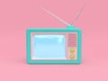 green old television cartoon style pink background 3d render technology concept