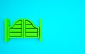 Green Old western swinging saloon door icon isolated on blue background. Minimalism concept. 3d illustration 3D render Royalty Free Stock Photo