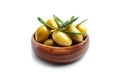 Green olive in bowl