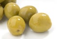 Green olives close-up on a white Royalty Free Stock Photo
