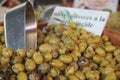 Green olives closeup - Provence market- France