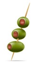 green olives on a cocktail skewer for martini vector illustration Royalty Free Stock Photo