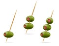 green olives on a cocktail skewer for martini vector illustration Royalty Free Stock Photo