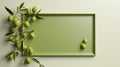 Green Frame Olive Mockup: 3d Rendering With Color Field Minimalism