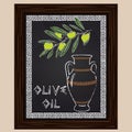 Green olives with leaves and oil in amphora