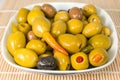 Green olives stuffed with pepper, orange and garlic